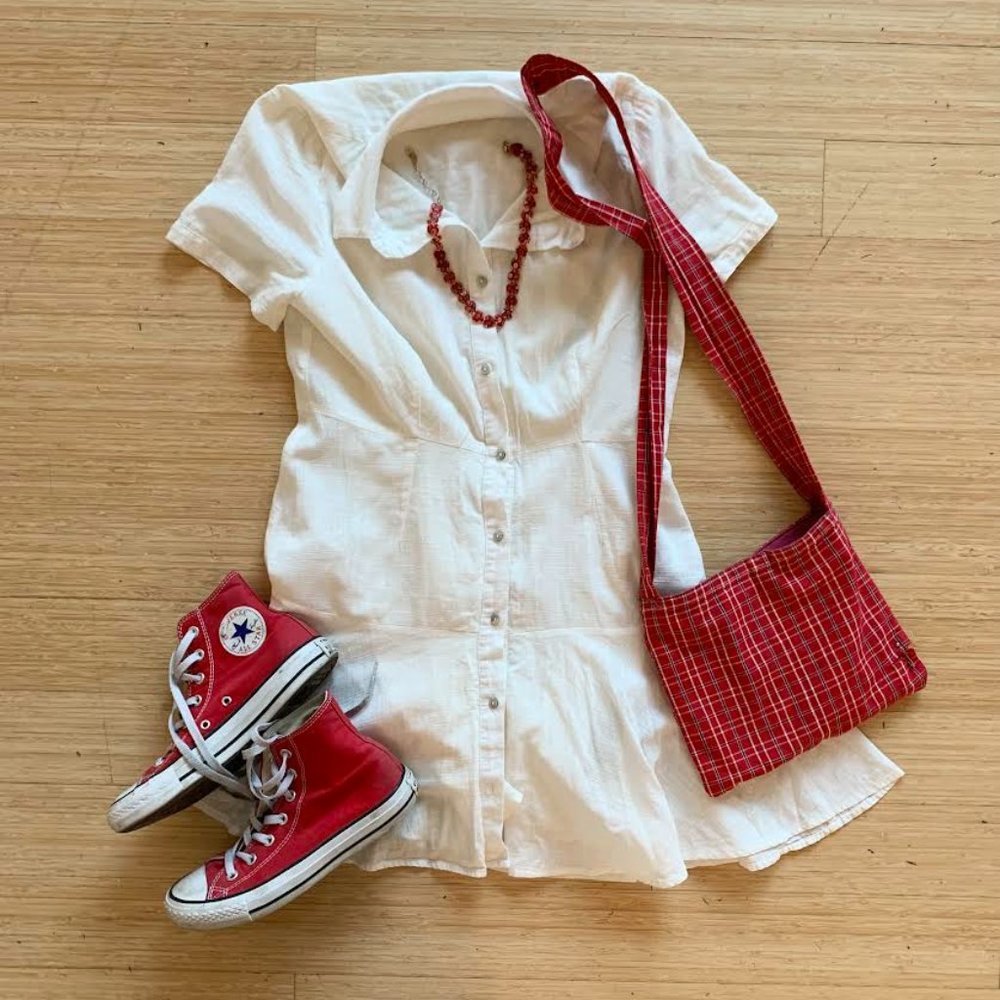 Urban Outfitters Summer Linen Off-White Button Down Dress - Women's Small